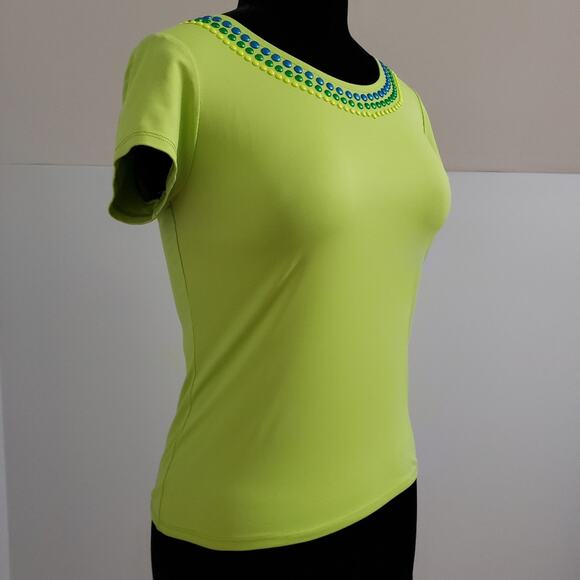 Lime Green Embellished Stretchy Top SP - Picture 3 of 7